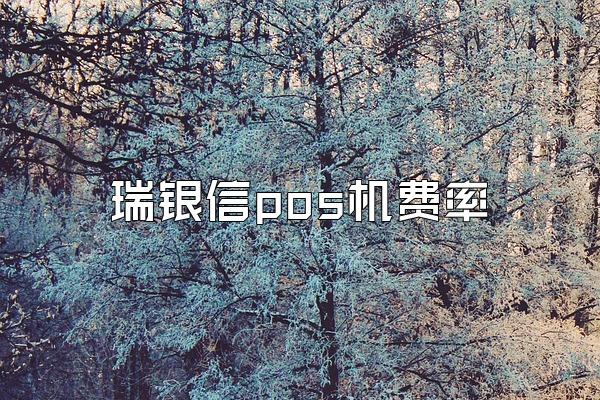 瑞银信pos机费率