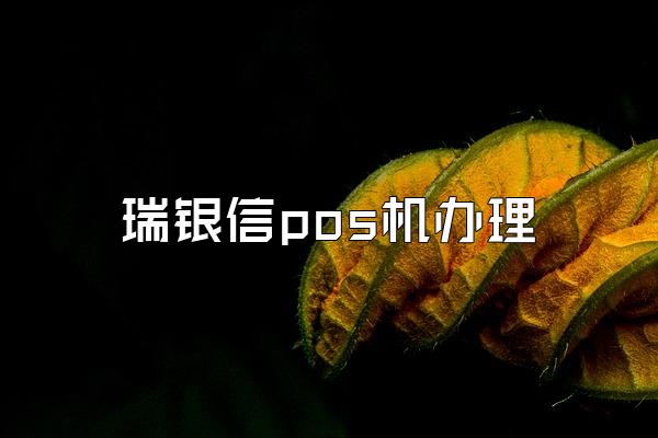 瑞银信pos机办理