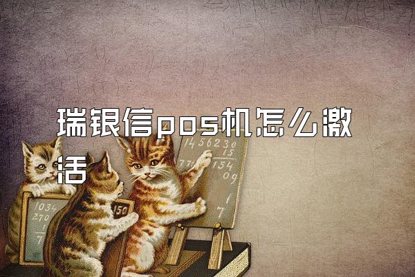 瑞银信pos机怎么激活