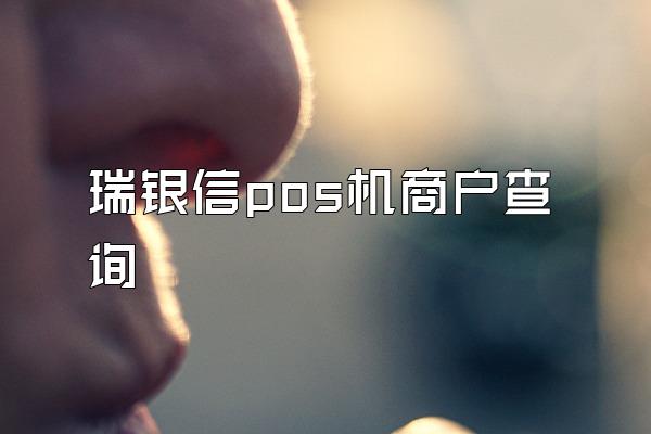 瑞银信pos机商户查询