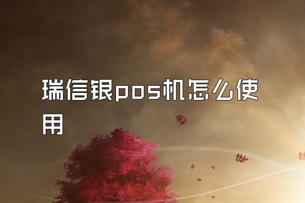 瑞信银pos机怎么使用